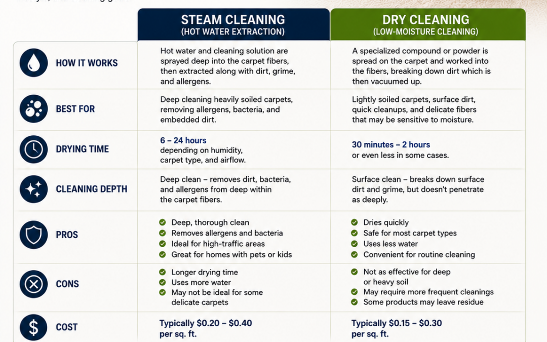 Steam Cleaning vs Dry Cleaning for Carpets — What’s the Difference?