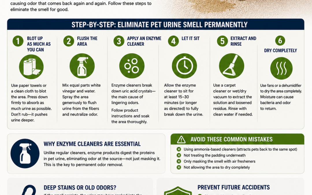 How to Get Pet Urine Smell Out of Carpet — Permanently 2026 Guide